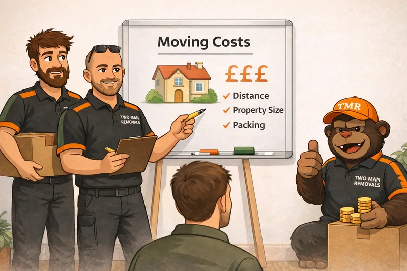 Two Man Removals team explaining moving cost factors in Plymouth