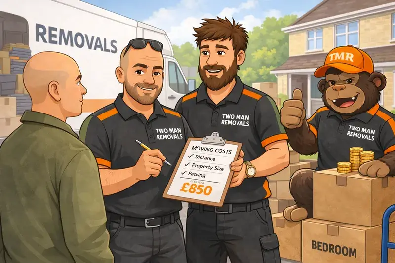 Two Man Removals team presenting a removals quote to a customer in Plymouth