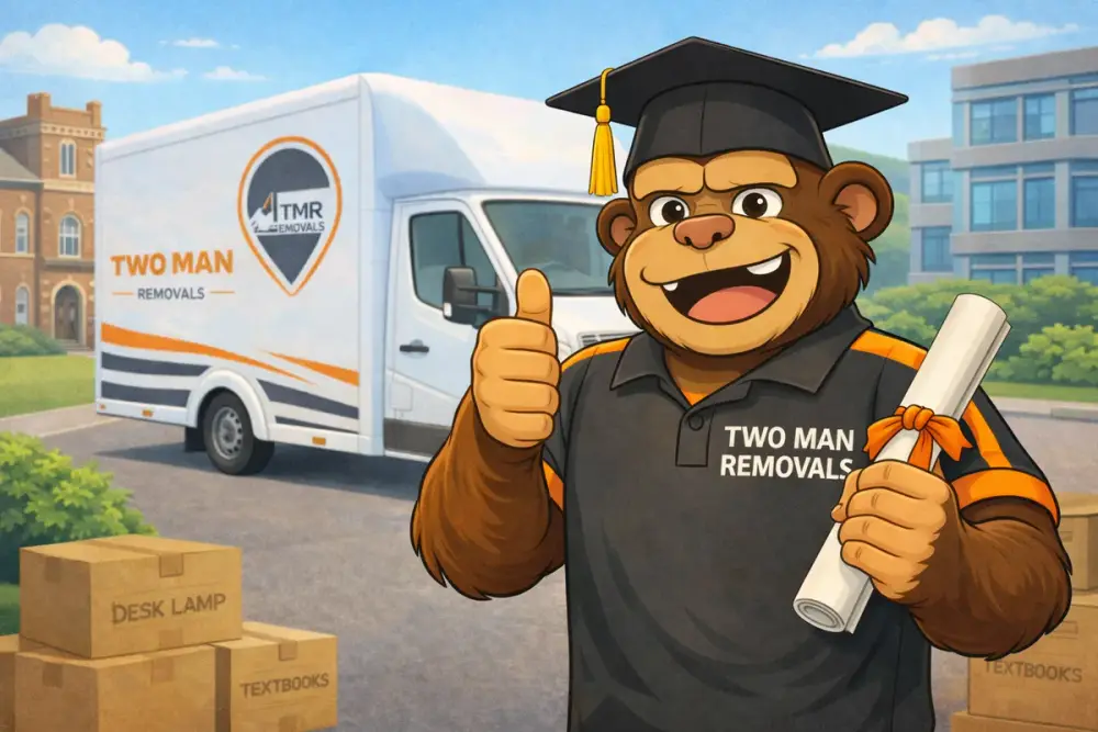 Plymouth Marjon University student moves — Two Man Removals van at Derriford campus